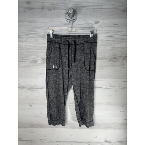 Under Armour Pants Womens Small Gray HeatGear Loose Capri Joggers Pockets Cuffed - Picture 1 of 11